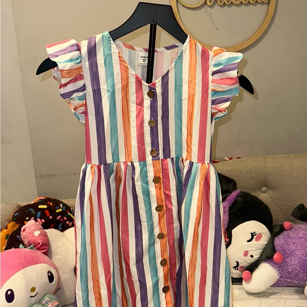 SHEIN Multicolor Striped Kids Dress